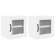 Pensile da cucina | Mobile in vetro da parete LUCCA 2 pz Bianco 40 x 31 x 40 cm