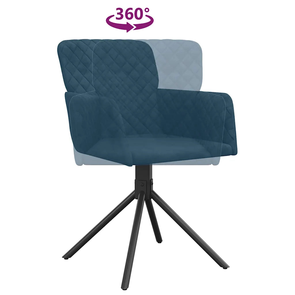 Sedie da Pranzo Girevoli 2 pz Blu in Velluto 344789