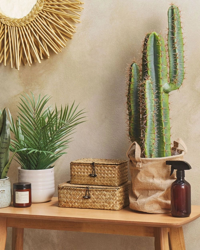 Pianta artificiale in vaso verde materiale sintetico vaso Nero 78 cm finto cactus accessorio decorativo per interni