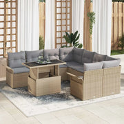 Set Divano da Giardino con cuscino 9 pcs Beige Poly Rattan 3348256