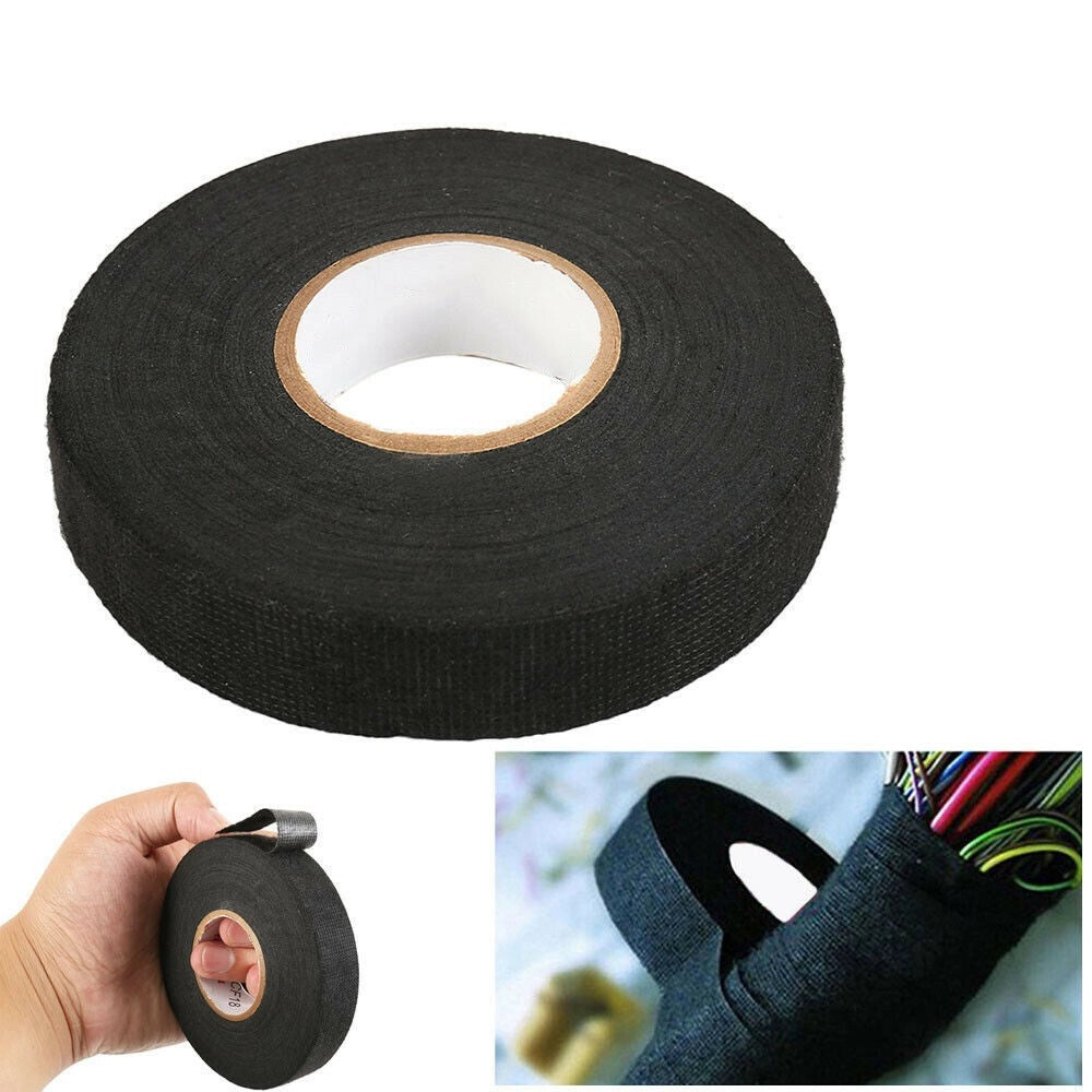 Trade Shop - 5 Rotoli Di Nastro Adesivo In Tessuto Cablaggio Cavi 19mm X 25mt -