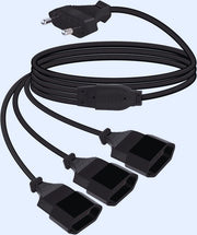 Cavo di estensione 3 in 1 - Fase a terra - Scatola di distribuzione multipla - 2,5 A - 250 V per monitor, TV e elettrodomestici