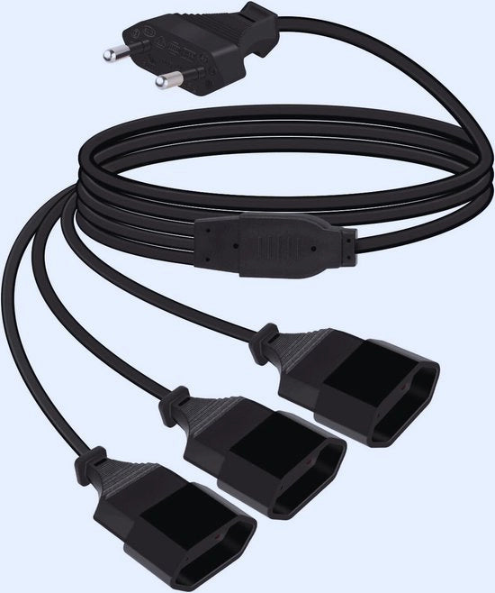 Cavo di estensione 3 in 1 - Fase a terra - Scatola di distribuzione multipla - 2,5 A - 250 V per monitor, TV e elettrodomestici