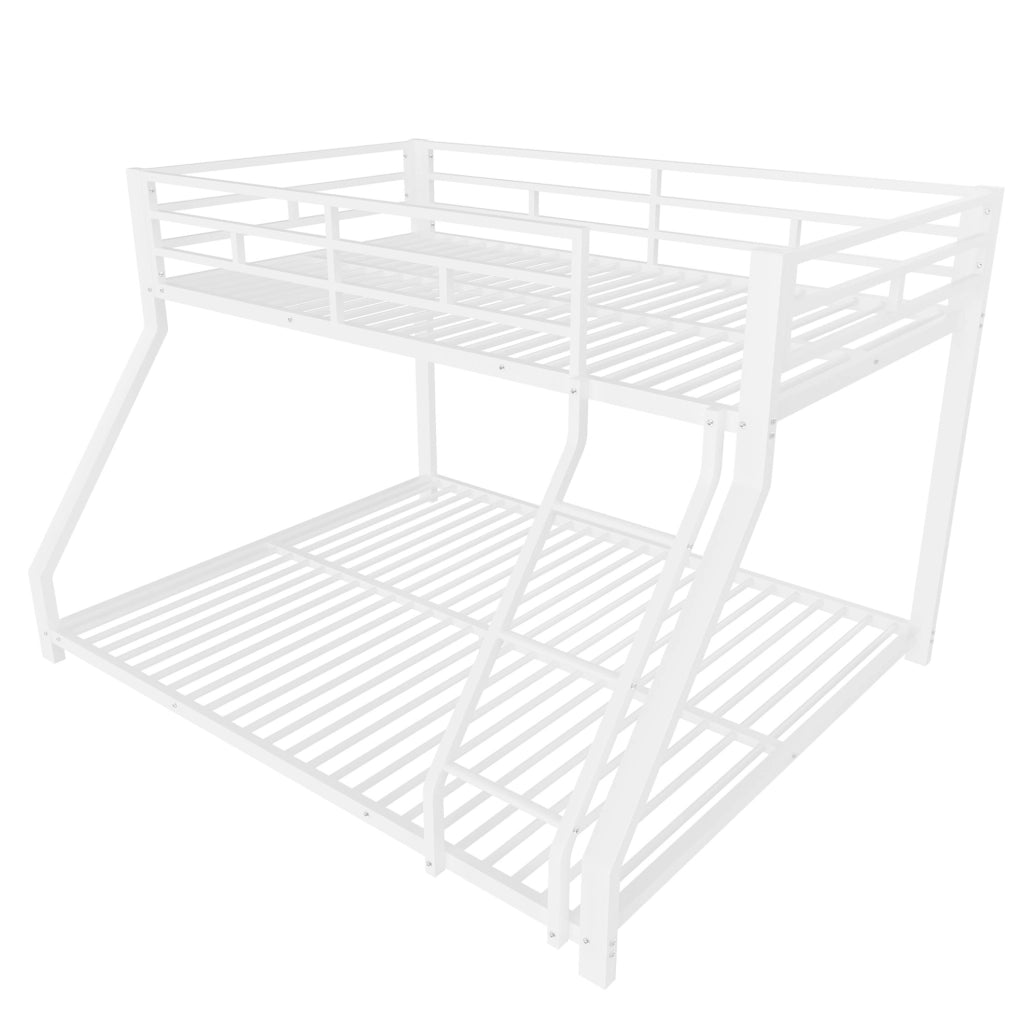 Letto a castello in metallo 90x200 cm / 140x200 cm con scala e sponde bianco