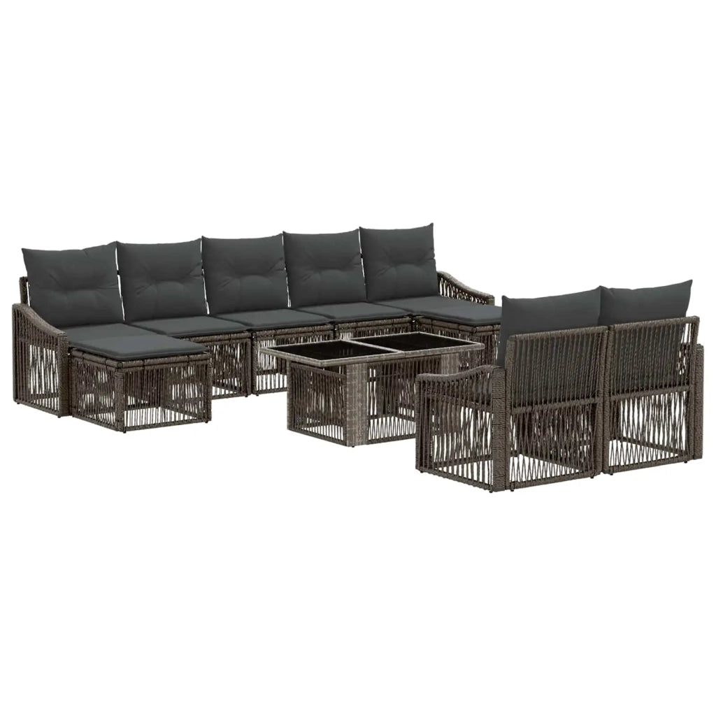 Set Divano da Giardino 10 pz Grigio e Grigio Scuro polyrattan 3437309