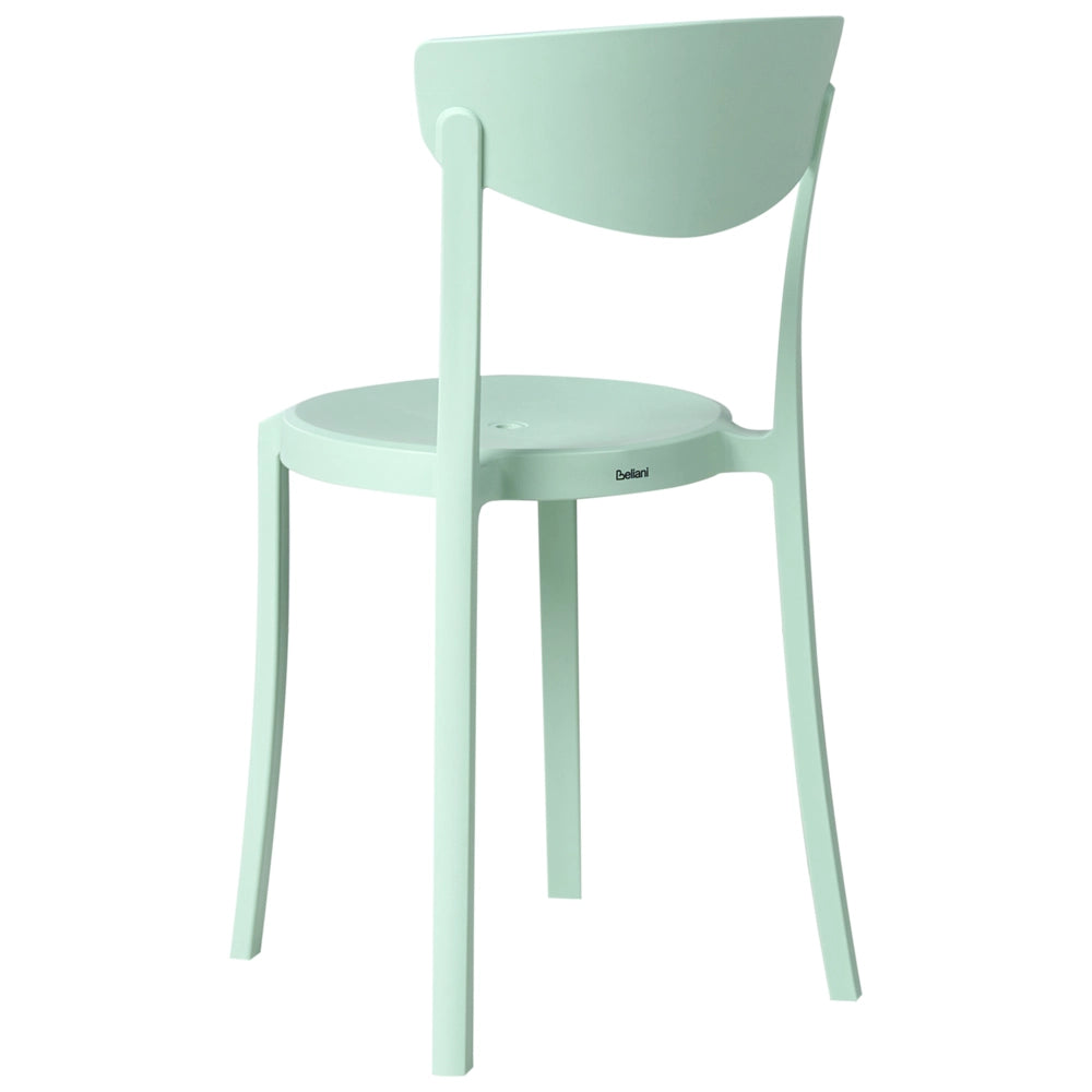 Set di 4 sedie da giardino verde menta in polipropilene leggero e resistente alle intemperie per interni ed esterni dal design moderno