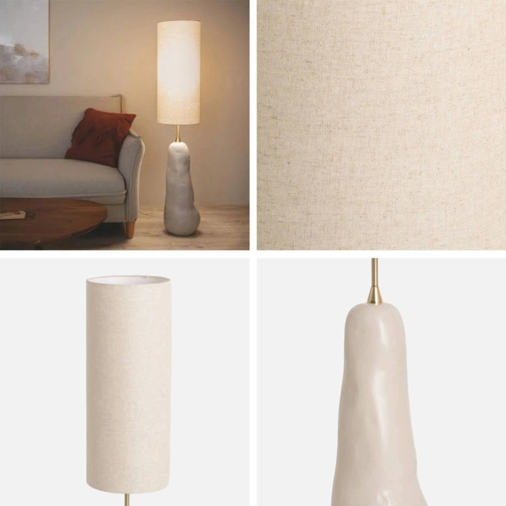 Lampada da terra per interni in ceramica e tessuto ø27cm, talpa