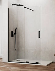 Porta doccia scorrevole 1+1 CIRENE (KENNA) Walk-in105 cm Profilo Nero
