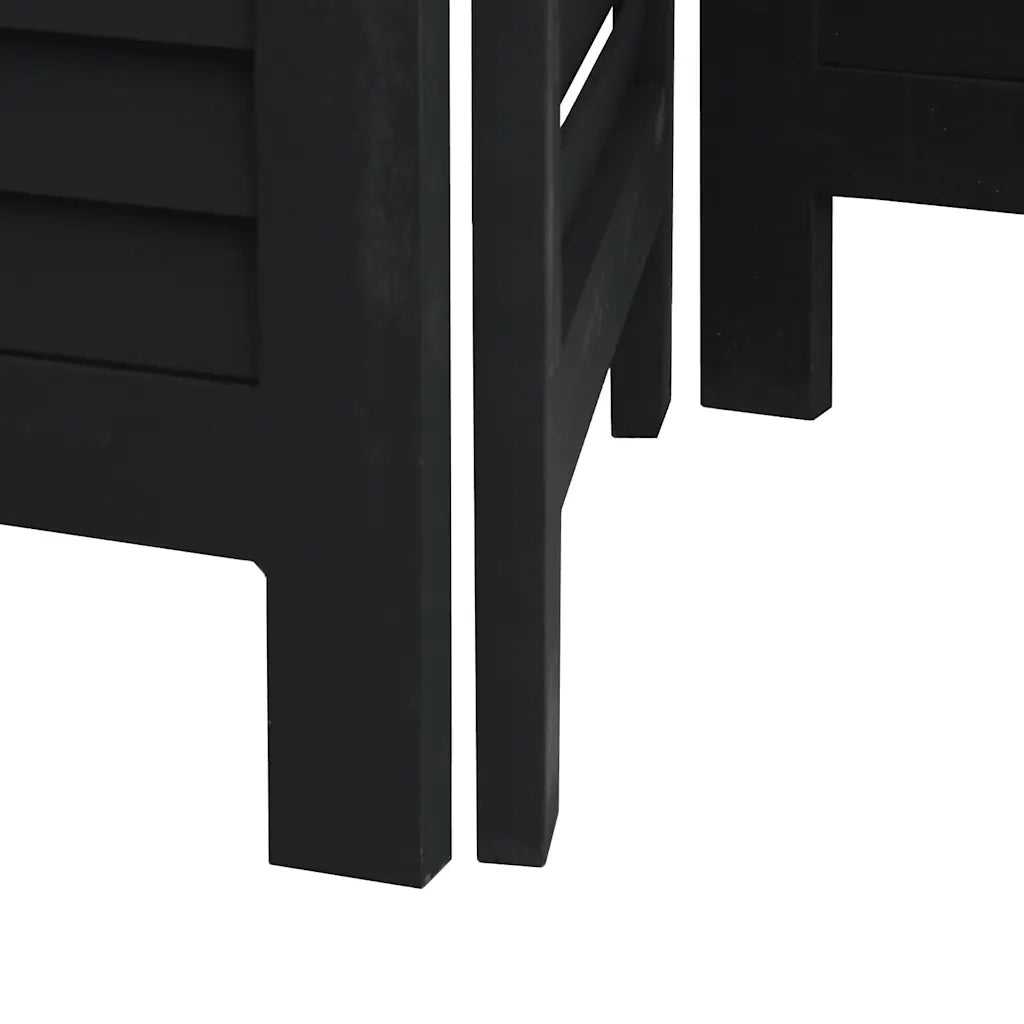 Divisorio Ambienti 4 Pannelli Nero Legno Massello di Paulownia 358851