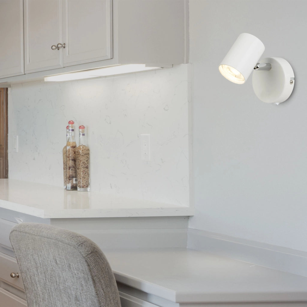 Plafoniera Contemporanea Rollo Acciaio Bianco Vetro Cromo Led 4W 3000K