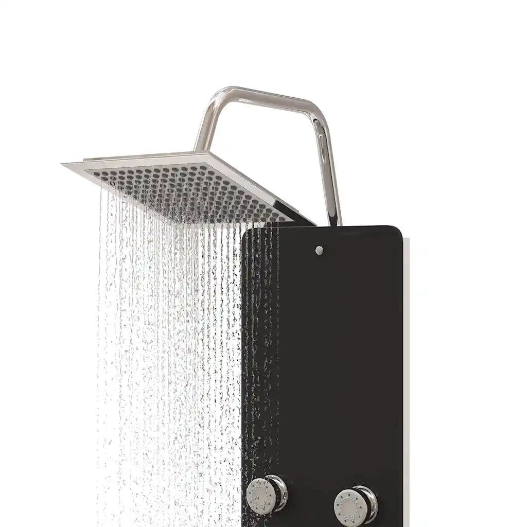 Pannello Doccia in Vetro 25x47,5x130 cm Nero 151420