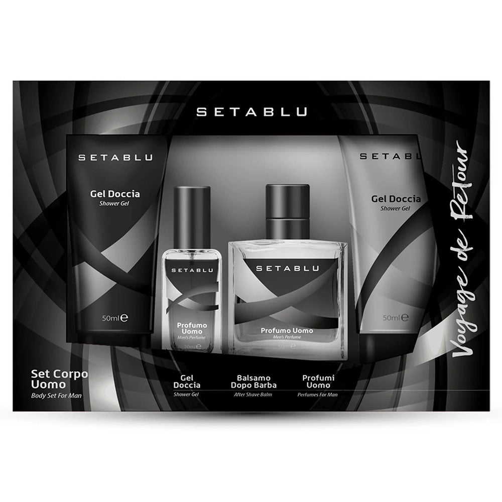 Trade Shop - Set Regalo Corpo Uomo 4pz Gel Doccia Balsamo Dopobarba Profumi Fragranza Intensa Sofisticata -