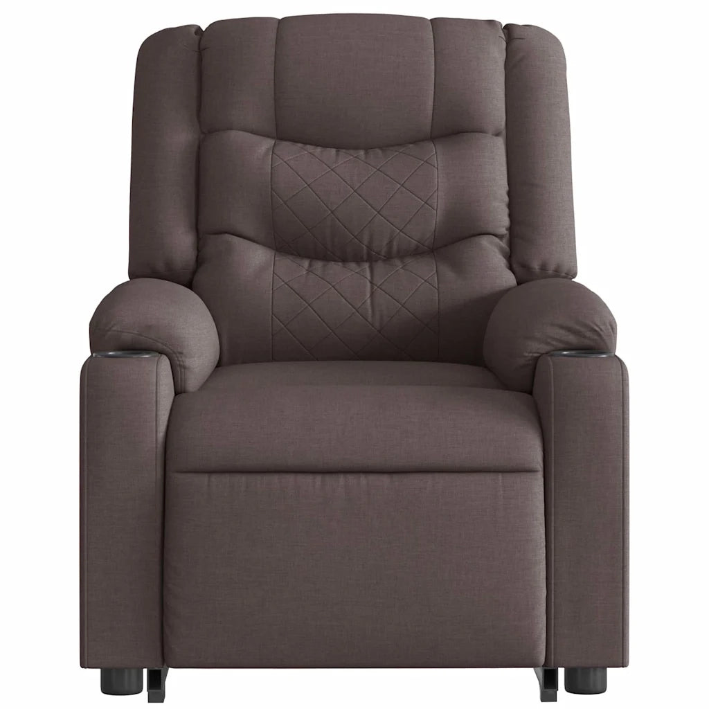 Poltrona Alzapersona Massaggi Reclinabile Marrone Scuro Tessuto 3310270