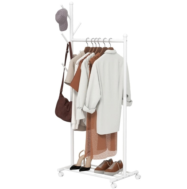 Appendiabiti mobile bianco 3 in 1 con ruote