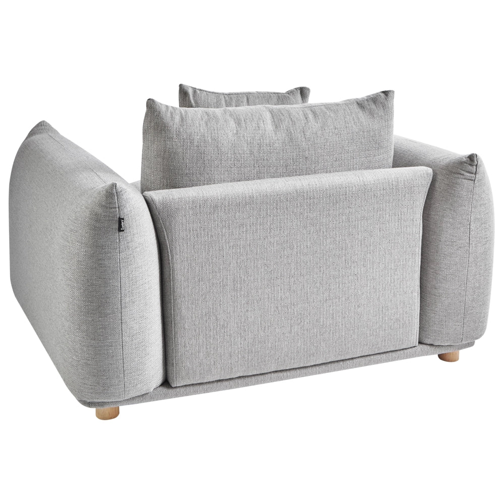 Poltrona Tessuto grigio chiaro Gambe di legno morbide Stile moderno arredamento scandinavo