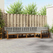 Set di divani da esterno 5 pcs Naturale e Grigio Chiaro