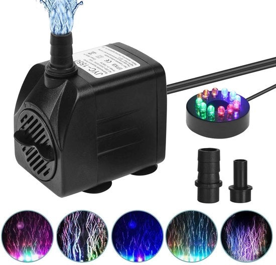 Pompa subacquea LED 15W - Ideale per acquario e laghetto - Design compattato - Pompa di fonte - Efficace e risparmiatore di energia
