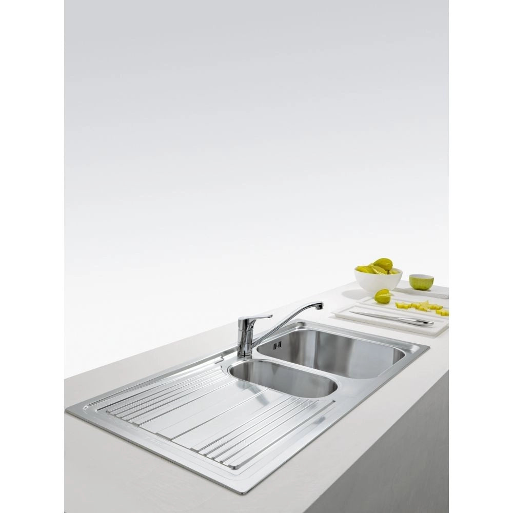 Lavello 2 vasche Franke LLL651 Dekor 100x50 inox gocciolatoio sinistro