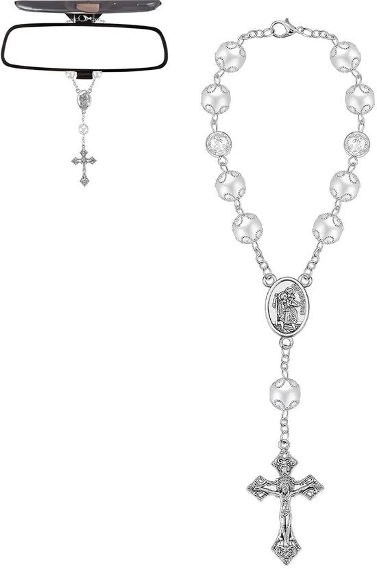 Collana di Rosa per Specchi - Alta Qualità - Uomo - Donna - Collana di Rosa per Specchi - Amuleto di Buona Fortuna - Nero Elegante - Catena di Preghiera