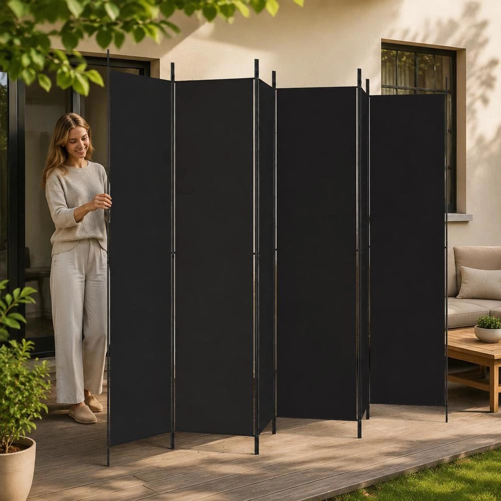 6-panel Black Screen, 300x220 Cm, Fabric