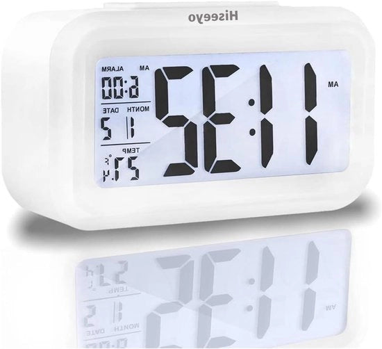 Alarme digitale con display LED 43 pollici con temperatura e calendario snooze (bianco)