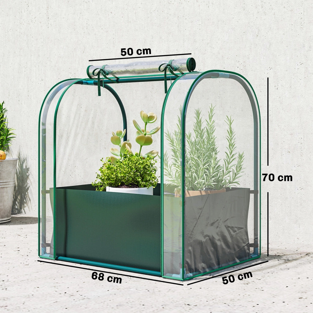 Mini Serra con Borsa per Coltivazione e Porta Avvolgibile, 68x50x70 cm, Verde Scuro