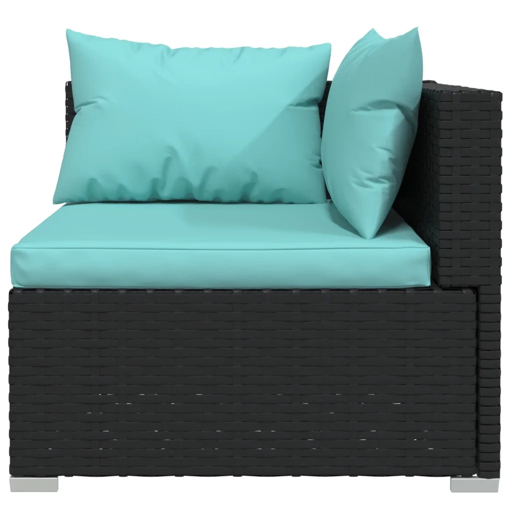 Set Divani da Giardino 7 pz con Cuscini in Polyrattan Nero 3101953