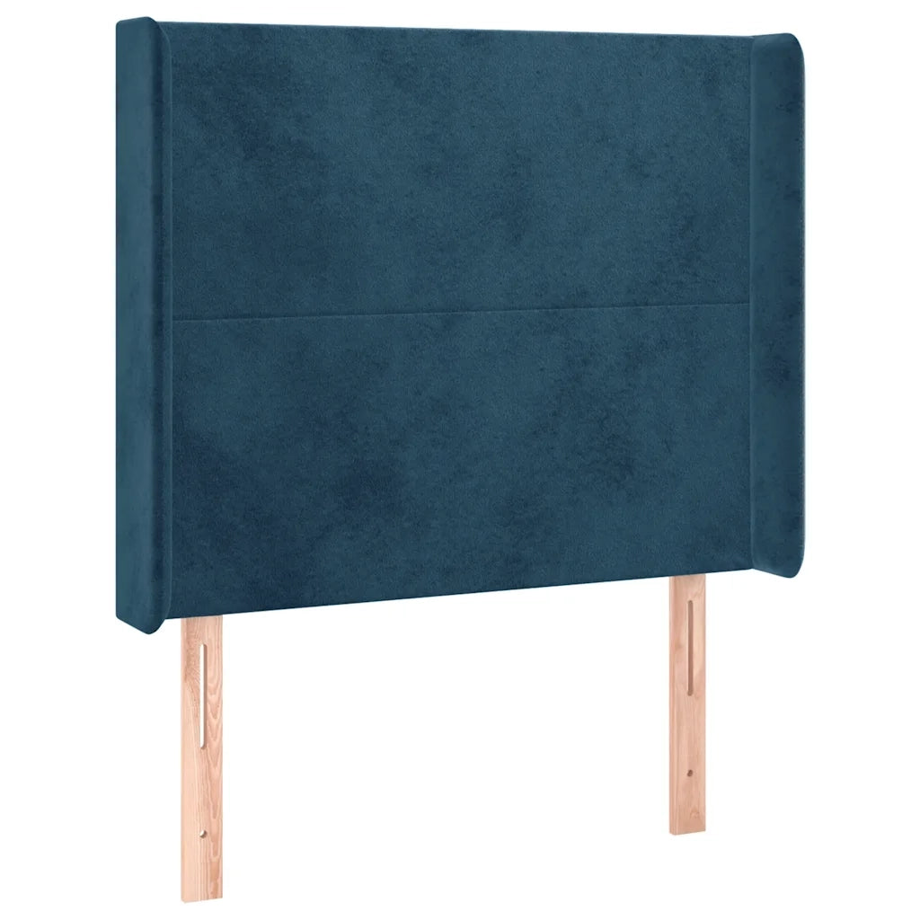 Letto a Molle con Materasso e LED Blu Scuro 90x200cm in Velluto 3139425