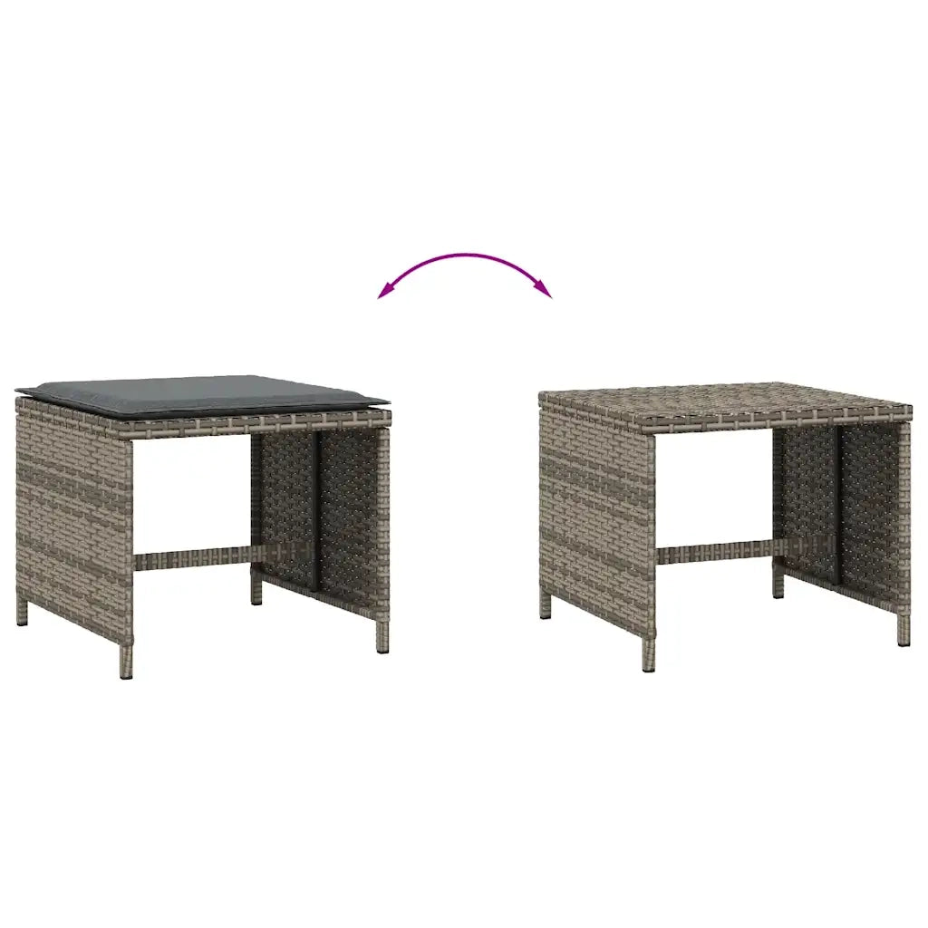 Sgabelli Giardino con Cuscini 4 pz Grigi 41x41x36cm Polyrattan CFW8717297