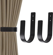 Set di supporti per tende 2 pezzi - Maniglie per tende a forma U moderne - Nero alluminio massello - Inox e duraturo - Incluso materiale di fissaggio - Maniglia per tende per fissaggio alla parete - 16x8cm