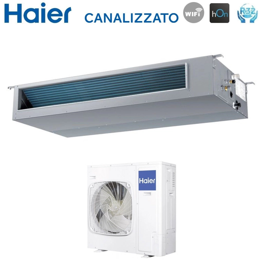Climatizzatore Condizionatore Haier Inverter Canalizzato Canalizzabile Media Prevalenza 48000 Btu AD140S2SM3FA Monofase R-32 Wi-Fi Optional Nessun Comando