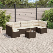 Set Divani da Giardino 8 pz con Cuscini Marrone in Polyrattan 3249282