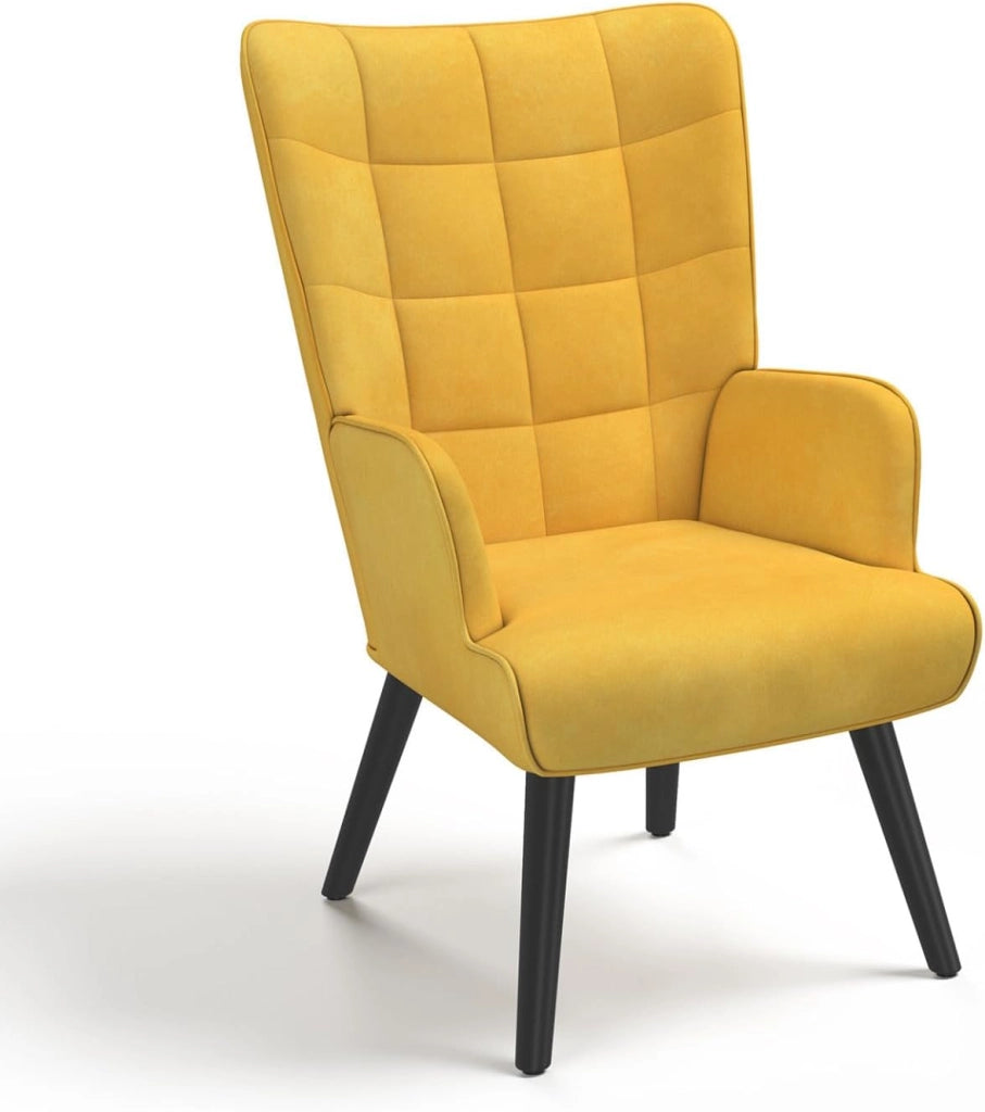 Poltrona scandinava ANIA in velluto giallo