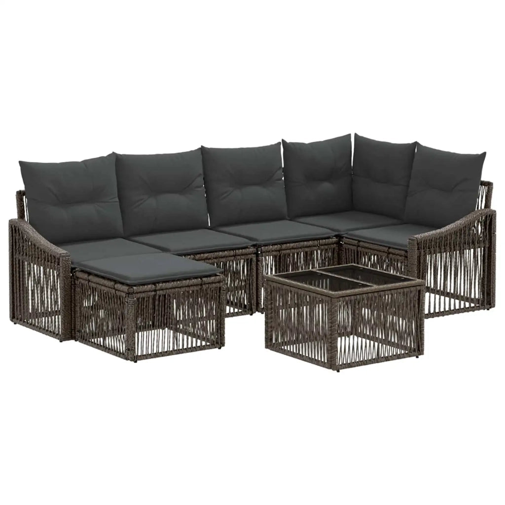 Set Divano da Giardino 7 pcs Grigio polyrattan 3436076