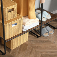 Appendiabiti da Terra con Barra e 5 Ripiani 101x39x160 cm in Legno e Acciaio  Marrone e Nero