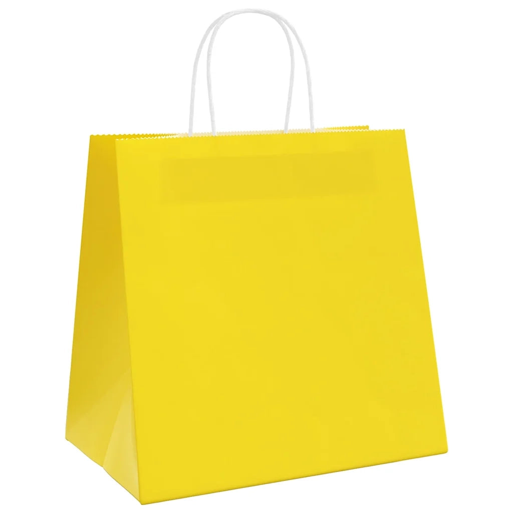 Sacchetti di Carta 250 pz con Manici Gialli 26x17x25 cm CFW1286010