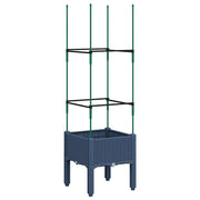 Fioriera | Cassetta per fiori | Vaso da Giardino e Graticcio Grigio Blu 40x40x142,5 cm PP
