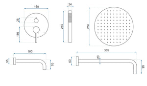 Set Da Vasca-doccia Da Incasso Rea Lungo Black + Box