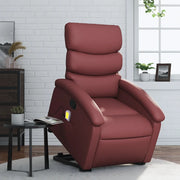 Poltrona Alzapersone Massaggi Reclinabile Rosso Vino Similpelle