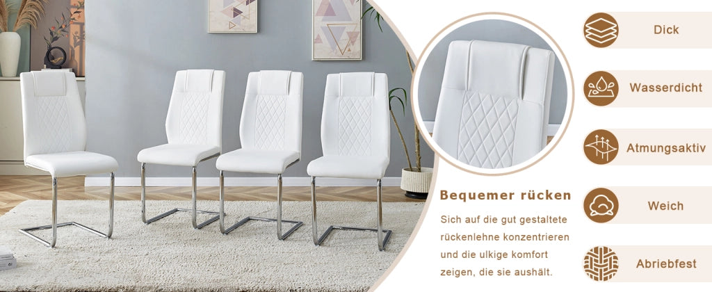 Sedie da Pranzo Scandinave ¨C MINIMAL ¨C Bianche, Gambe in Metallo, Set 4 Pezzi