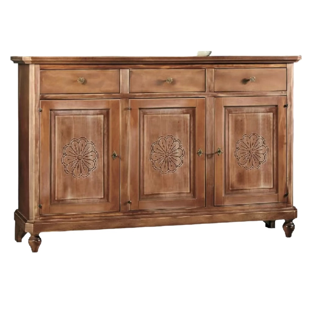Madia credenza 3 porte in legno shabby chic noce consumato 104x43x98 - Mobili 2G