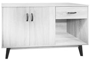MOBILE IN MDF COLOR BIANCO LEGNO CON DUE ANTE, RIPIANO E CASSETTO MISURE: 120X38X74CM