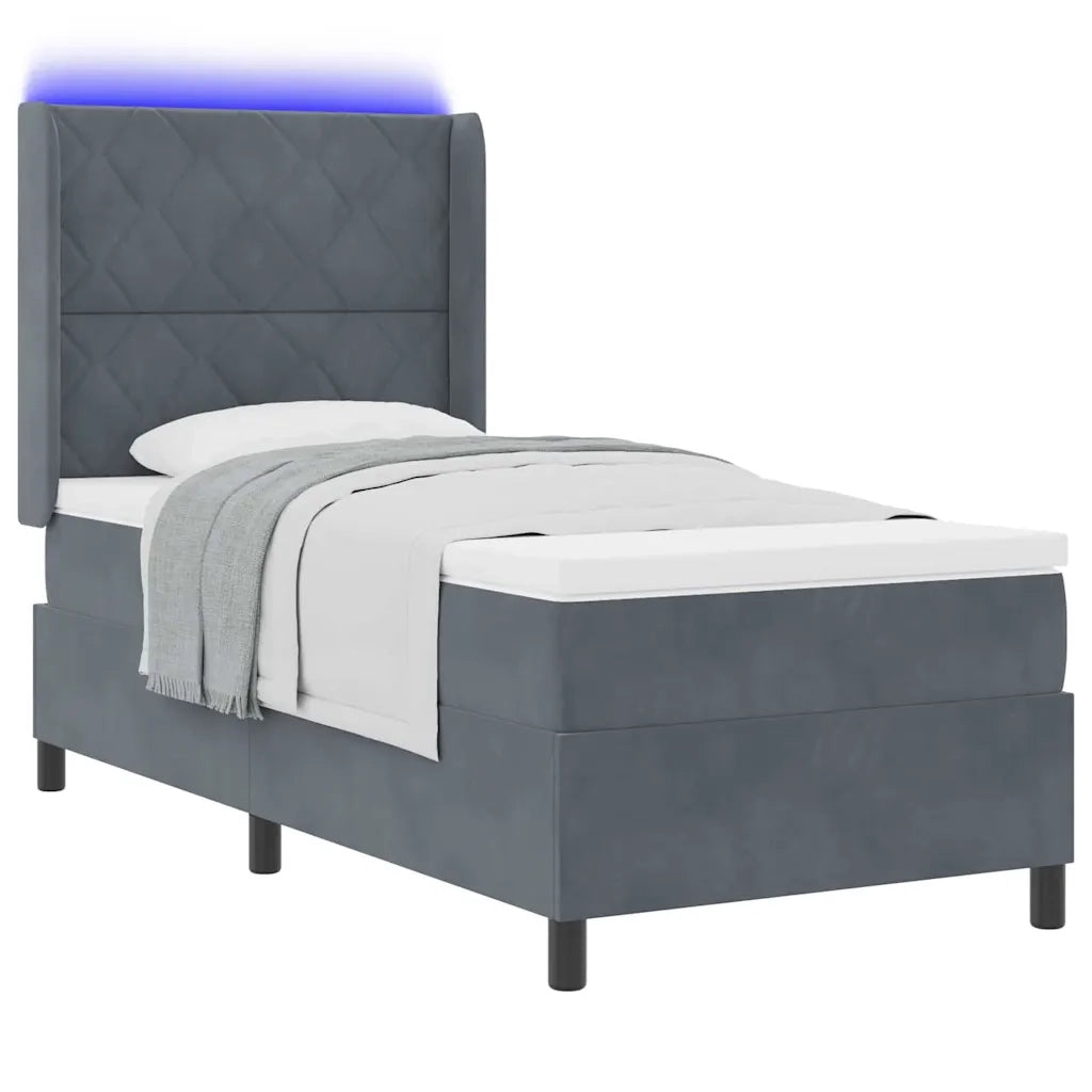 Letto a molle con strisce LED Grigio scuro 100 x 200 cm Velluto 3343911