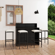 Set da Bar da Giardino 5 pz con Cuscini Nero 3064879