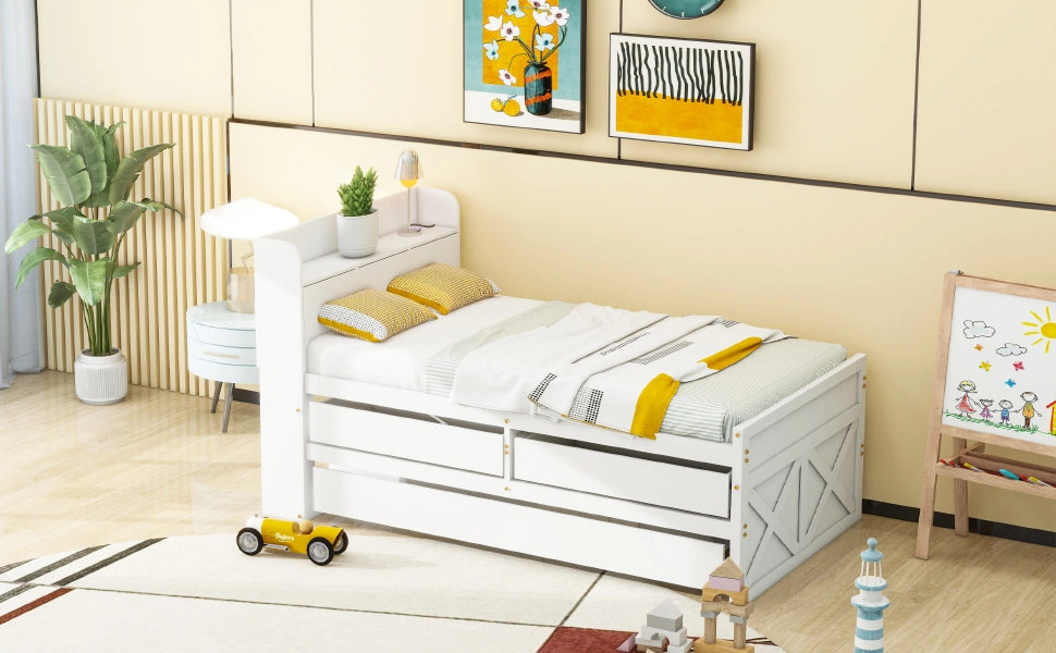 letto in legno massello bianco 90 x 190 cm