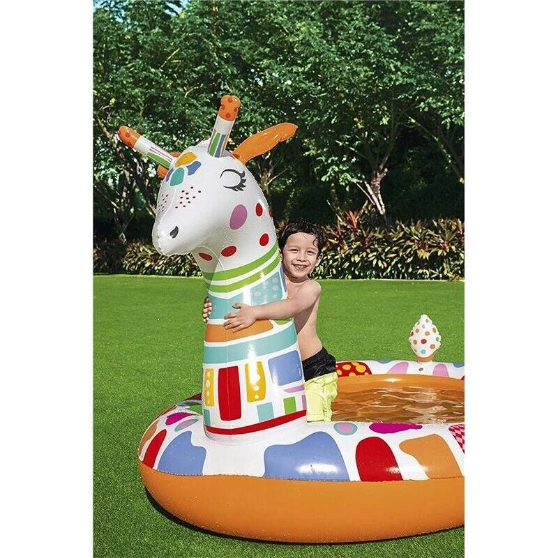PISCINA GONFIABILE GIRAFFA GIOCO BIMBO CON SPRUZZATORE 266X157X127CM PER ESTERNO