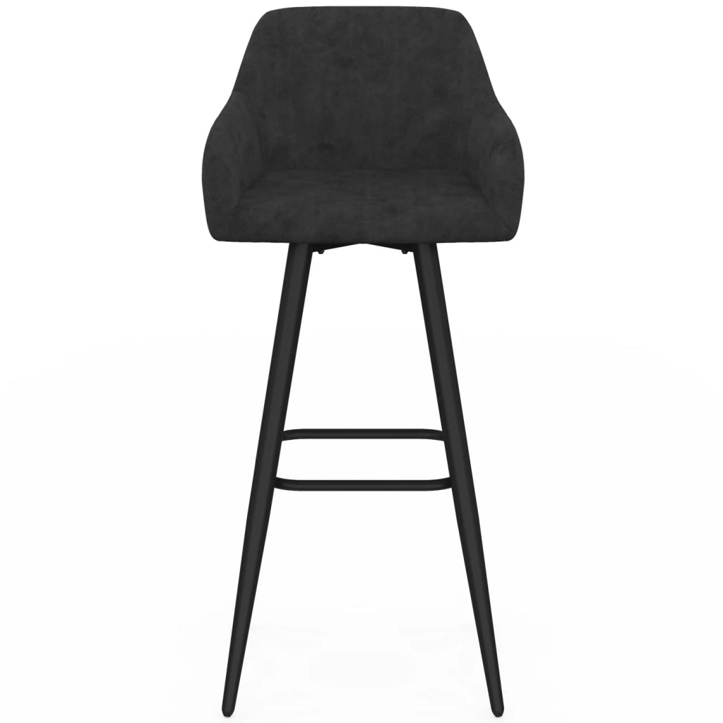 IDMarket - Set di 4 sgabelli da bar JANY girevoli con braccioli in velluto nero e gambe in legno nero