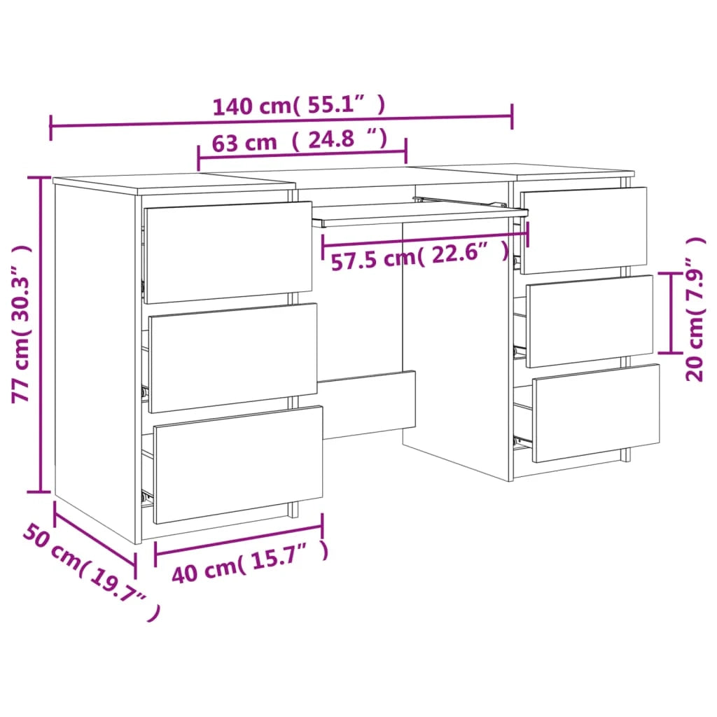 Scrivania tavolo postazione di lavoro mobile per computer studio 140 x 50 x 77 cm legno ingegnerizzato grigio 02_0023845