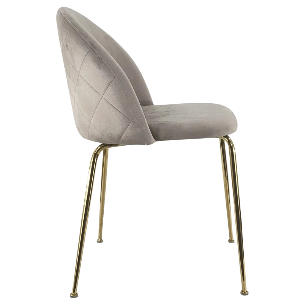 Marvin Sedia in Velluto e Oro Oslo da Sala Pranzo Con Gambe Metallo Dorate Seduta Imbottita Sedie Poltro Tortora/1 Sedia
