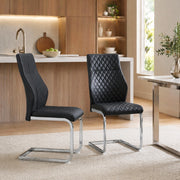 SEDIA da pranzo set 2 pezzi schienale alto 100 cm in PU nero e metallo argento